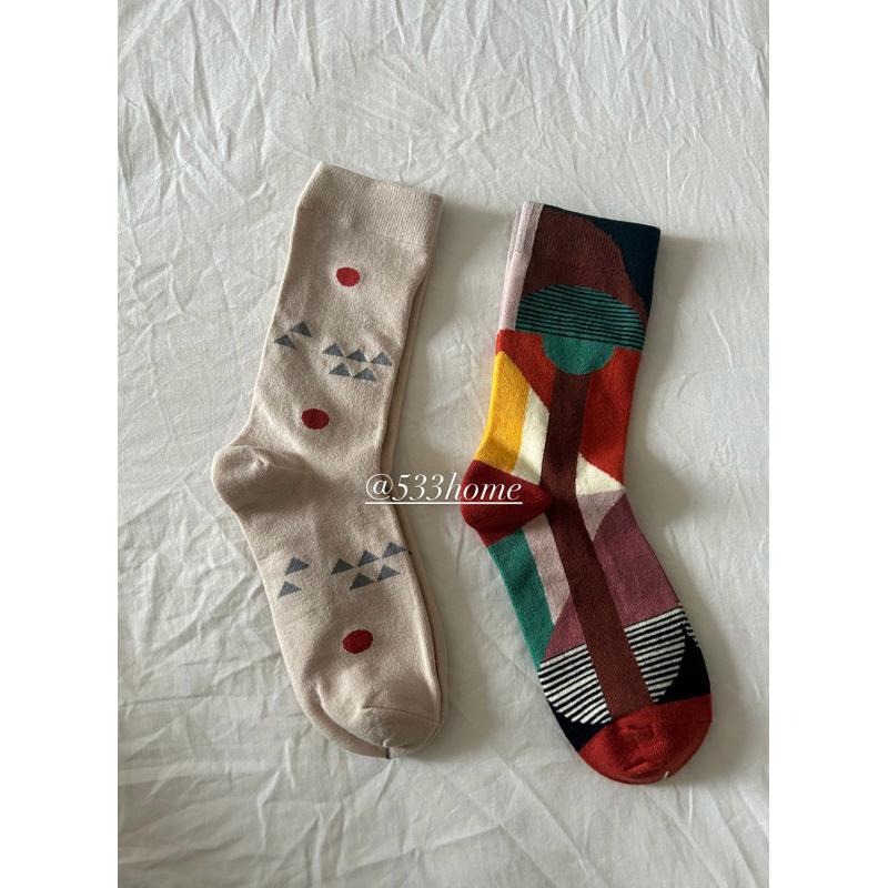 533｜現貨 lemaire酪梨綠日本風格富士山幾何圖騰中筒襪長襪短襪-細節圖3