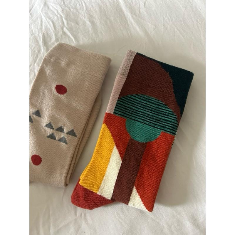 533｜現貨 lemaire酪梨綠日本風格富士山幾何圖騰中筒襪長襪短襪-細節圖4