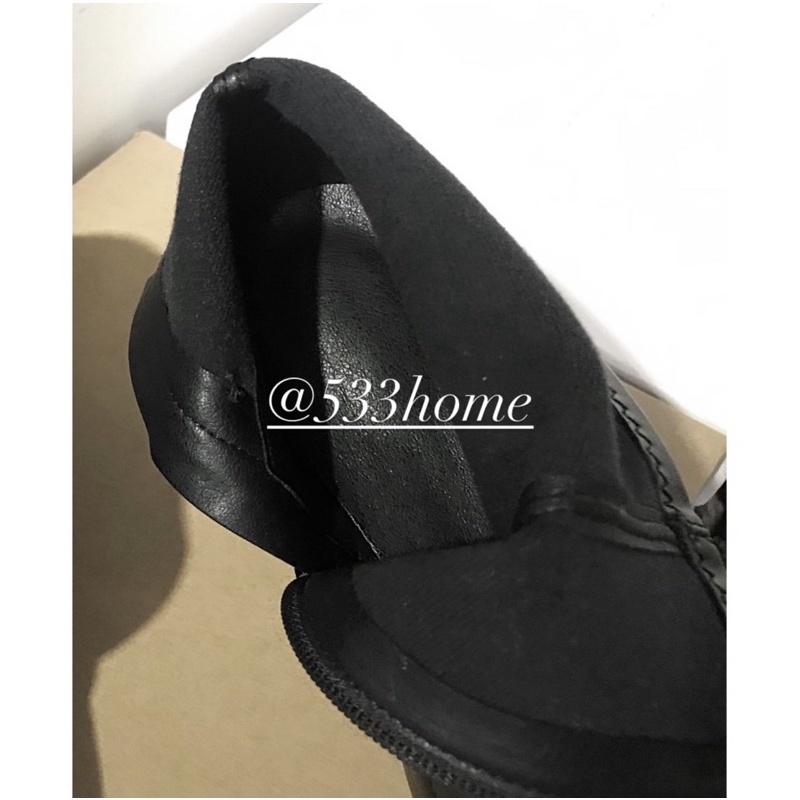 533 ｜現貨  最大41號韓國連線正韓帥氣小方頭側拉鍊低跟短靴襪靴麂皮靴大尺碼-細節圖6