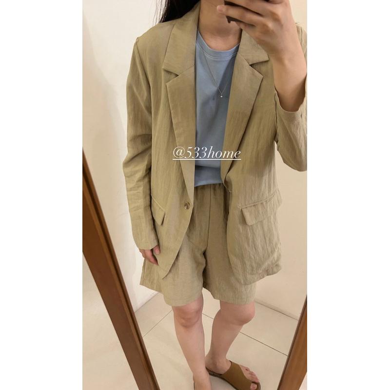 533 | 現貨 夏天薄涼西裝外套鬆緊腰短褲兩件式套裝高個子-細節圖3