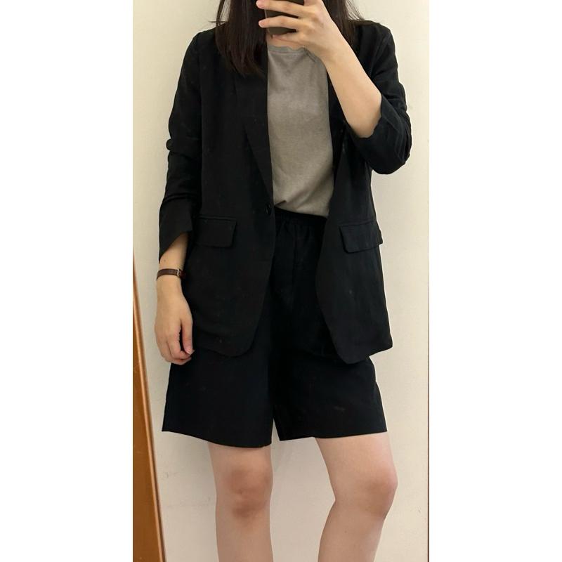 533 | 現貨 夏天薄涼西裝外套鬆緊腰短褲兩件式套裝高個子-細節圖7