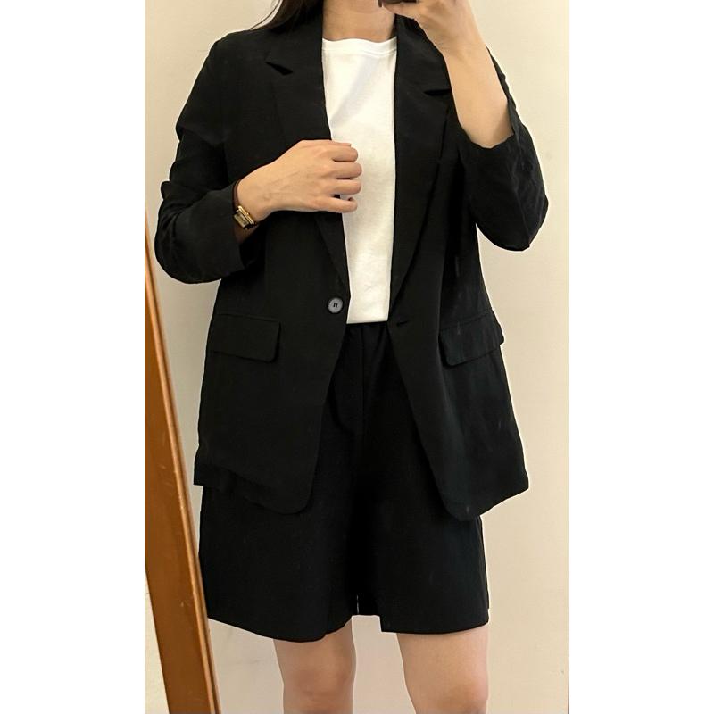 533 | 現貨 夏天薄涼西裝外套鬆緊腰短褲兩件式套裝高個子-細節圖8