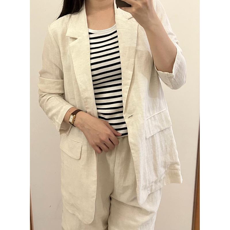 533 | 現貨 夏天薄涼西裝外套鬆緊腰短褲兩件式套裝高個子-細節圖9