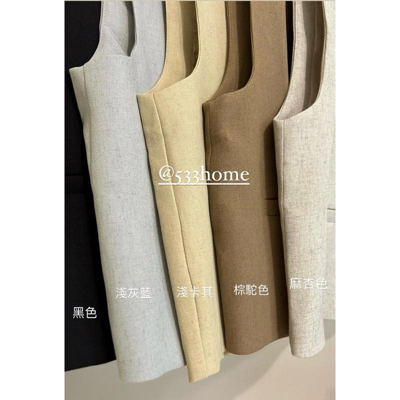 533  |  現貨  質感亞麻V領西裝背心外套寬鬆感馬甲-細節圖5