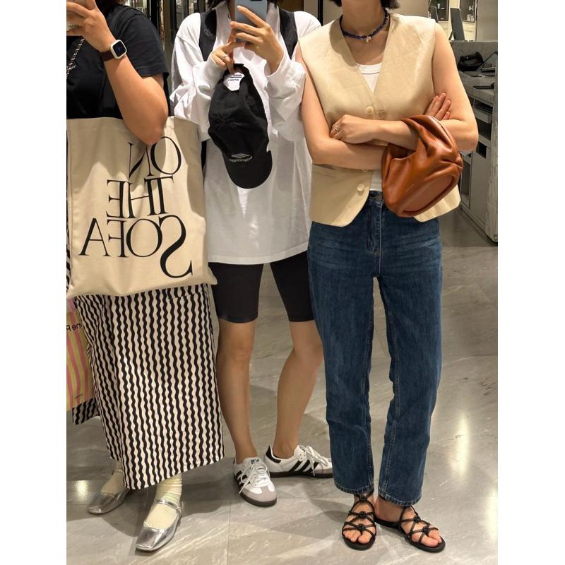 533  |  現貨  質感亞麻V領西裝背心外套寬鬆感馬甲-細節圖6