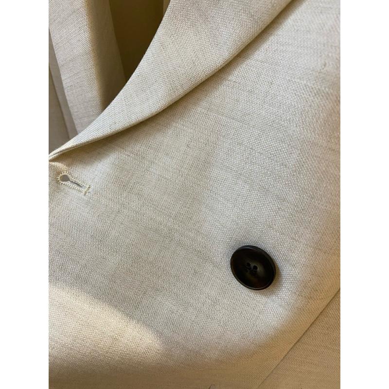 533｜現貨 米白黑色歐美雙排釦寬鬆感中長款西裝外套-細節圖5