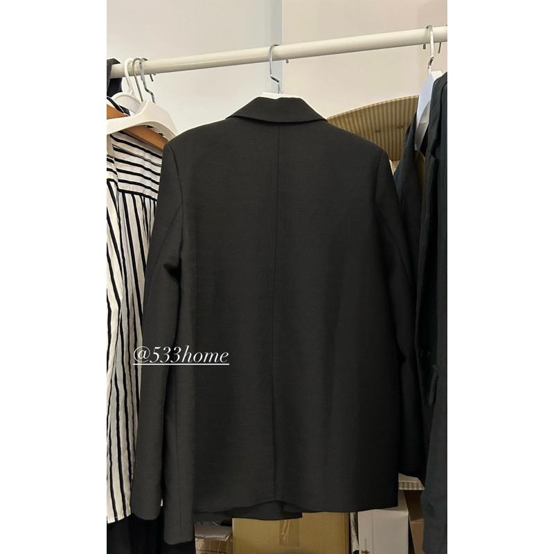 533｜現貨 米白黑色歐美雙排釦寬鬆感中長款西裝外套-細節圖7