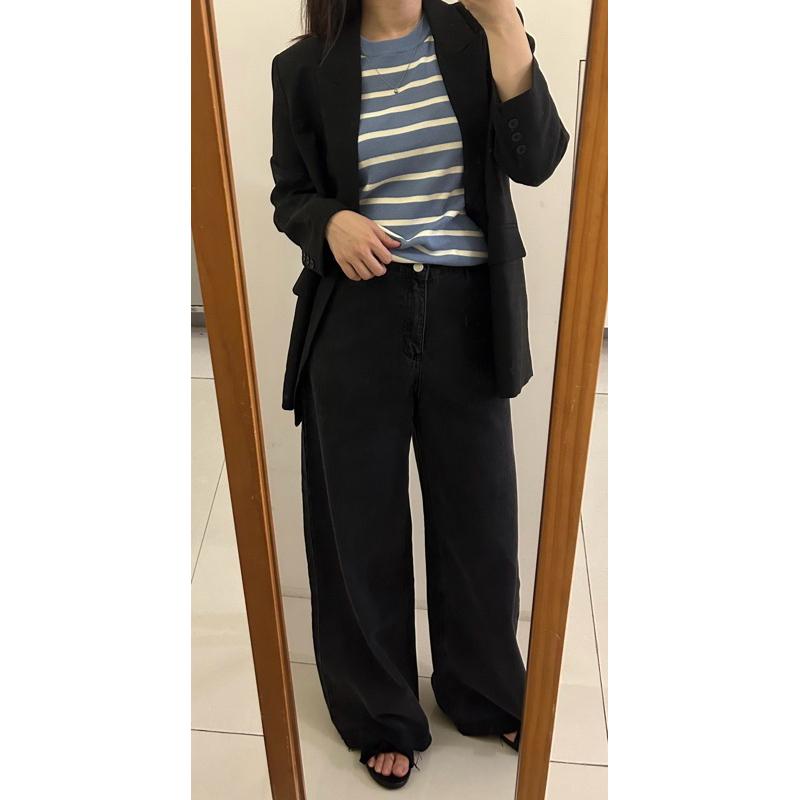 533｜現貨 米白黑色歐美雙排釦寬鬆感中長款西裝外套-細節圖8