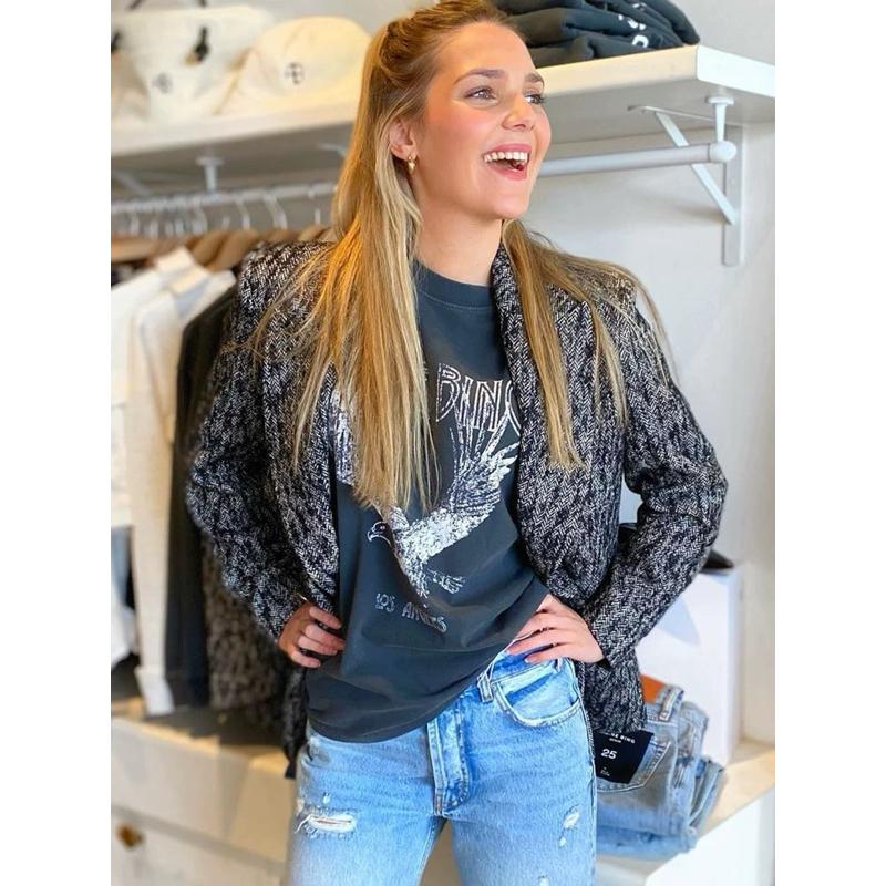 533｜ 現貨 多款圖案 AB Anine Bing 復古做舊美式老鷹飛豹頭短袖T恤-細節圖4