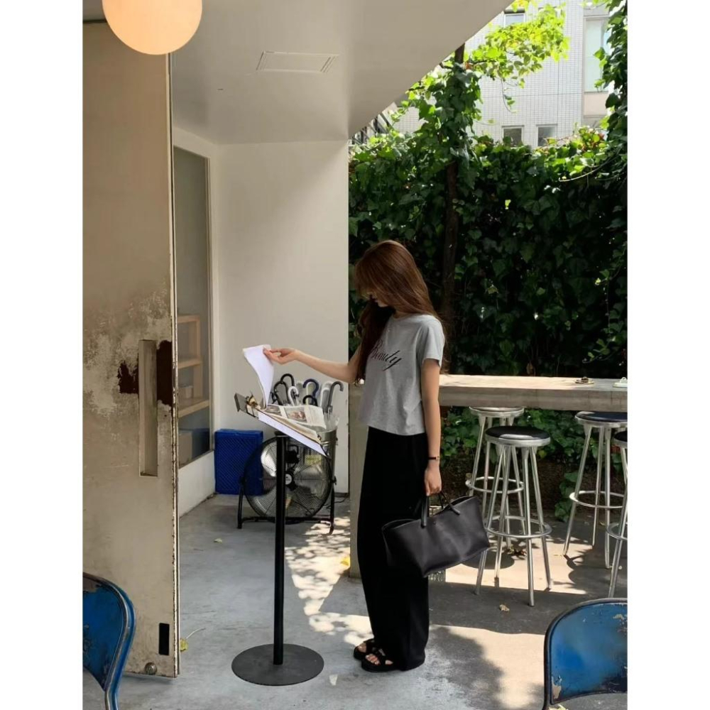 533 | 韓國ounce 磨毛正反字母短袖T恤短款TEE-細節圖4