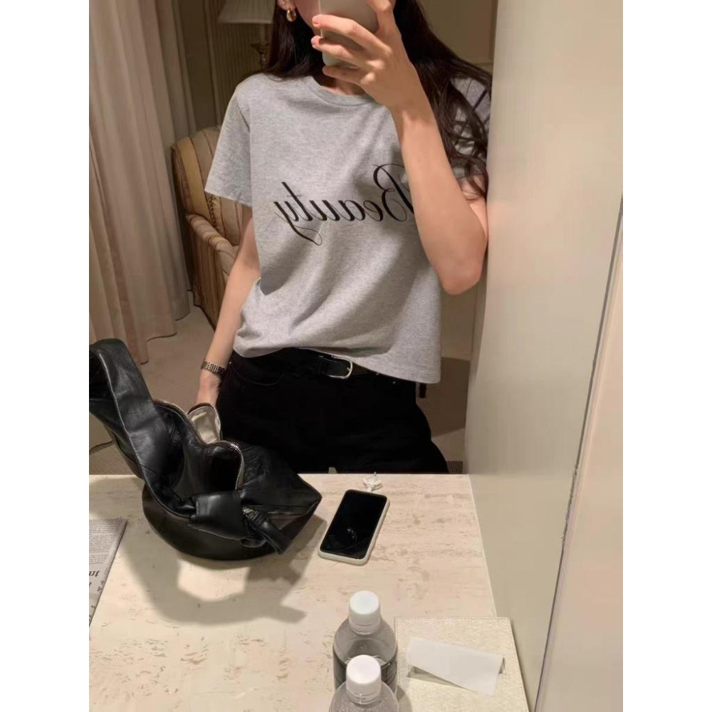 533 | 韓國ounce 磨毛正反字母短袖T恤短款TEE-細節圖6