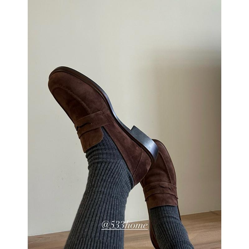 533​ | 闆娘自留手工鞋全真皮超好走超軟Q巧克力麂皮絨面樂福鞋3cm低跟輕量羊皮鞋寬腳-細節圖3