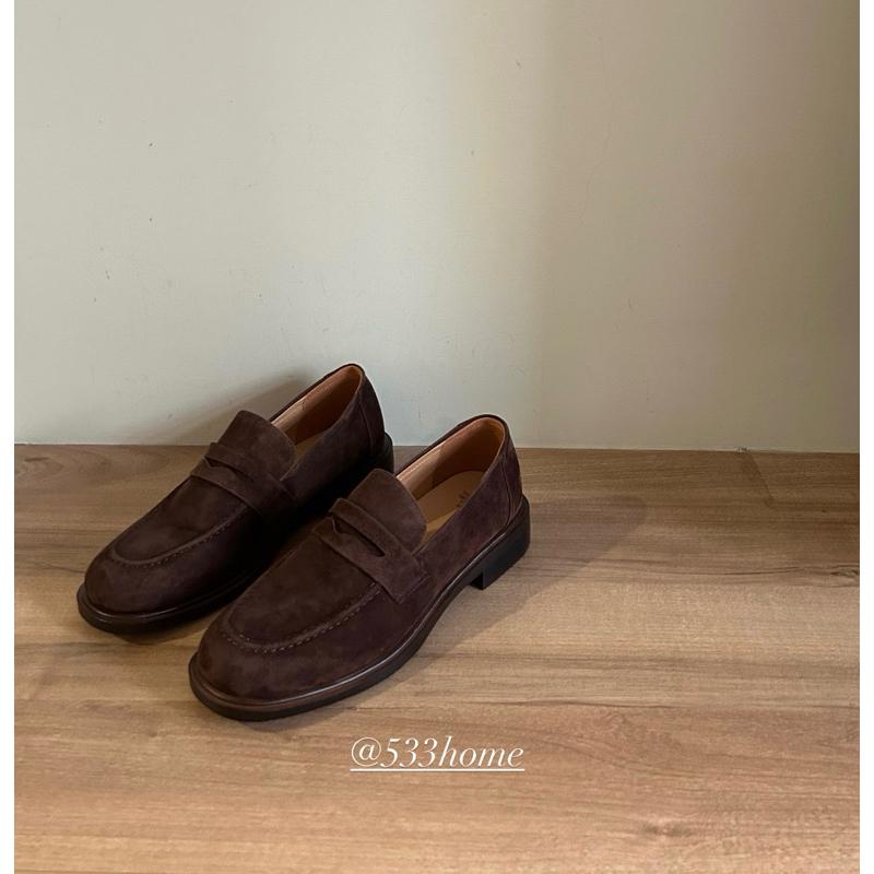 533​ | 闆娘自留手工鞋全真皮超好走超軟Q巧克力麂皮絨面樂福鞋3cm低跟輕量羊皮鞋寬腳-細節圖4