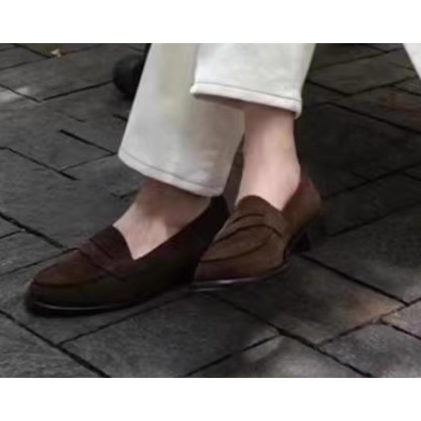 533​ | 闆娘自留手工鞋全真皮超好走超軟Q巧克力麂皮絨面樂福鞋3cm低跟輕量羊皮鞋寬腳-細節圖5