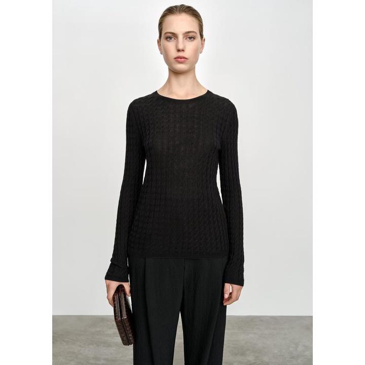 533 ｜實品拍攝北歐瑞典羊毛羊絨長袖深v領坑條針織衫/麻花款-細節圖7