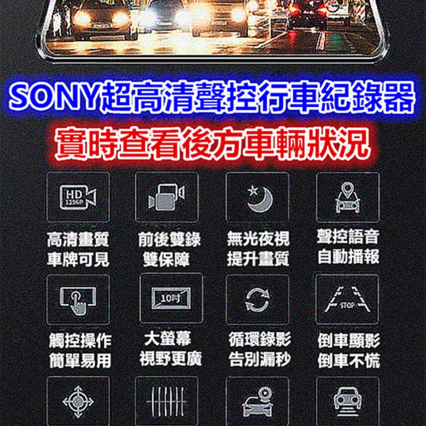 行車記錄器【免運】行車紀錄器 10吋 12吋聲控 行車 SONY鏡頭 1440P TS碼流 五好禮 GPS測速  夜視-細節圖3