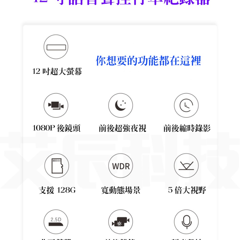 測速版 雙鏡頭雙錄 行車紀錄器【免運】1440P 12吋 後視鏡 行車記錄器 停車監控 行車 倒車顯影 廣角170度-細節圖11