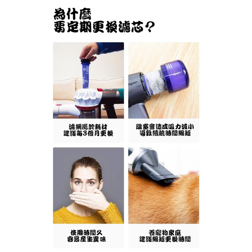 Dyson吸塵器 濾芯 濾網 濾棒 台灣現貨 DC V6 V7 V8 V10 V11 V12 V15 SV18 HEPA-細節圖3