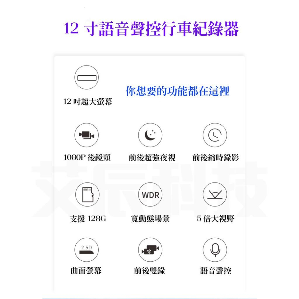 行車記錄器【免運】行車紀錄器 12吋 測速 1440P 行車記錄器 語音聲控 前後雙錄 倒車顯影 行車 廣角 停車監控-細節圖3