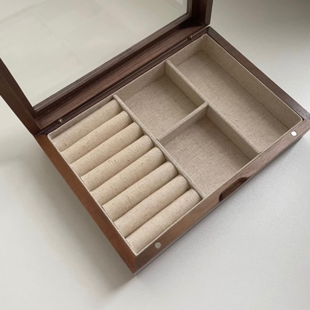 ☾☺︎︎ 復古胡桃木磁吸首飾收納盒-細節圖2