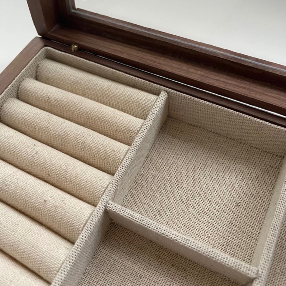 ☾☺︎︎ 復古胡桃木磁吸首飾收納盒-細節圖4