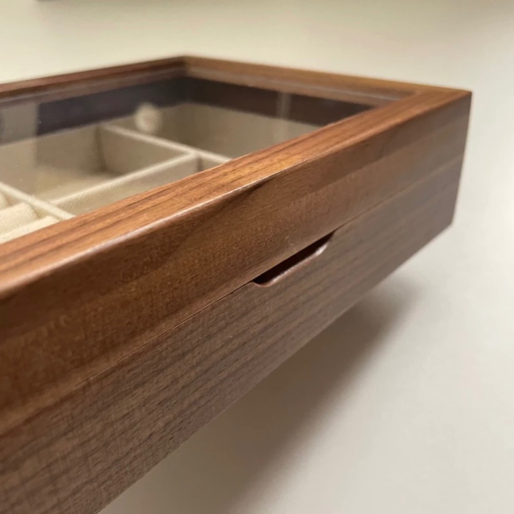 ☾☺︎︎ 復古胡桃木磁吸首飾收納盒-細節圖5