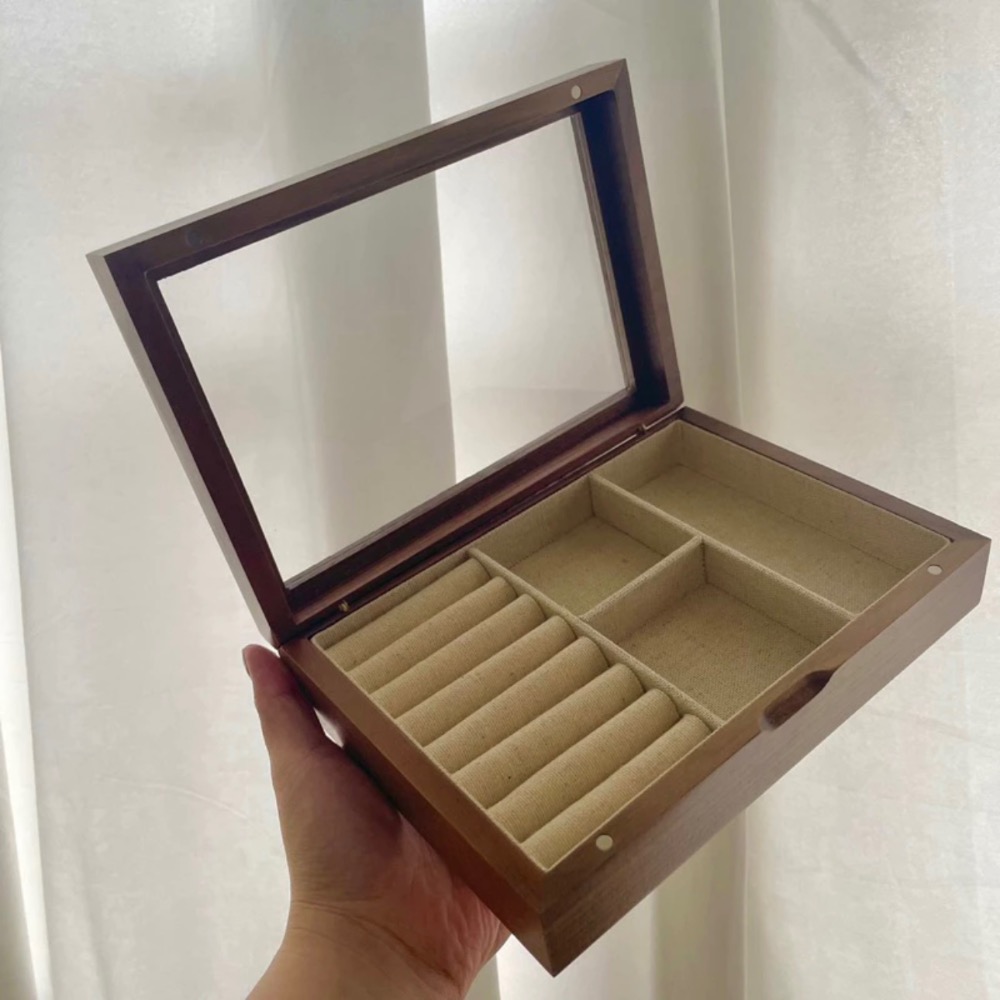 ☾☺︎︎ 復古胡桃木磁吸首飾收納盒-細節圖6