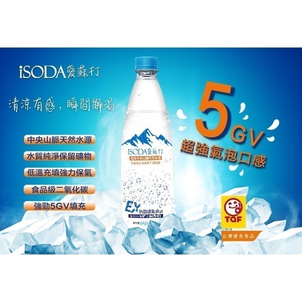 【 7-ELEVEN門市團購】iSODA愛蘇打EX強勁氣泡水500ml/24瓶/(效期2026.02.27)-細節圖6