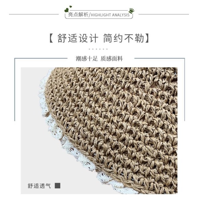 現貨❣️日系小清新蕾絲草帽 防曬草帽 遮陽草帽 時尚草帽 防曬帽 遮陽帽 小清新草帽 草帽 女帽 蕾絲草帽 帽子 海灘帽-細節圖3