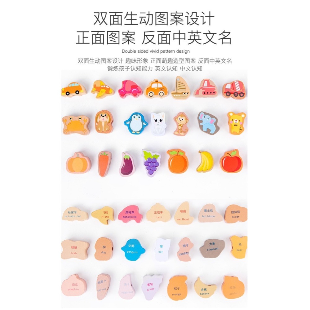 現貨📍100顆大顆粒木頭串珠 串珠積木 英文串珠 大顆粒串珠 積木教具 串珠玩具 穿線遊戲 穿線串珠 益智玩具 2歲玩-細節圖6