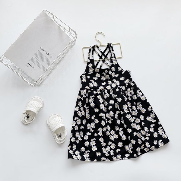 現貨🎀兒童雪紡小雛菊連衣裙 女童雪紡洋裝 露背洋裝 童裝 女童連身裙 連身裙 碎花洋裝 女童小碎花洋裝 女童夏天洋裝-細節圖6