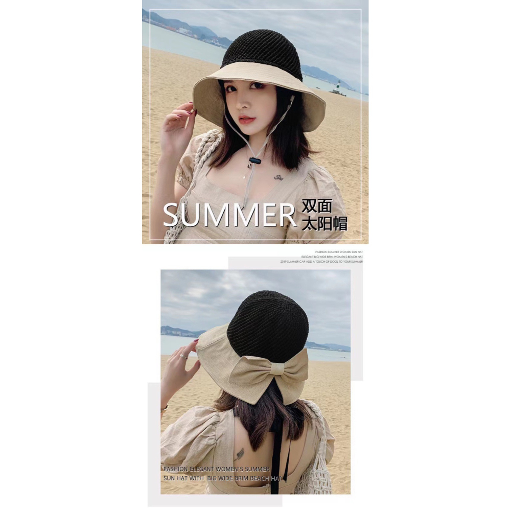 現貨❤️時尚拚色蝴蝶結草帽 拚色草帽 蝴蝶結草帽 草帽 夏天草帽 帽子 女生帽子 時尚草帽 遮陽帽 拚色帽 沙灘帽-細節圖4