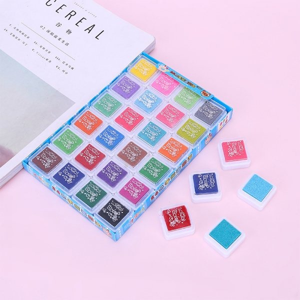 現貨💗24色手指畫彩色印泥 兒童印泥 無毒印泥 繪畫用具 畫畫工具 兒童印泥 24色印泥 美勞用品 彩色印泥 印-細節圖2