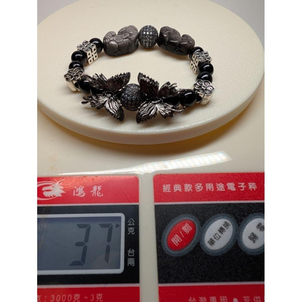 原創設計兩種手鍊 銀曜石貔貅與雙閃亮黑蝴蝶 一直賺隔珠、金運石 可追訂-細節圖5