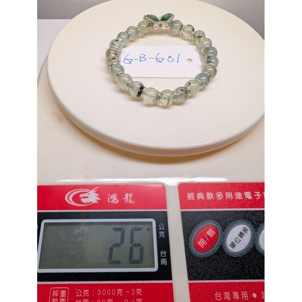 亮綠閃蝴蝶 葡萄石 設計手環 8.5mm,合金塑膠蝴蝶-細節圖8