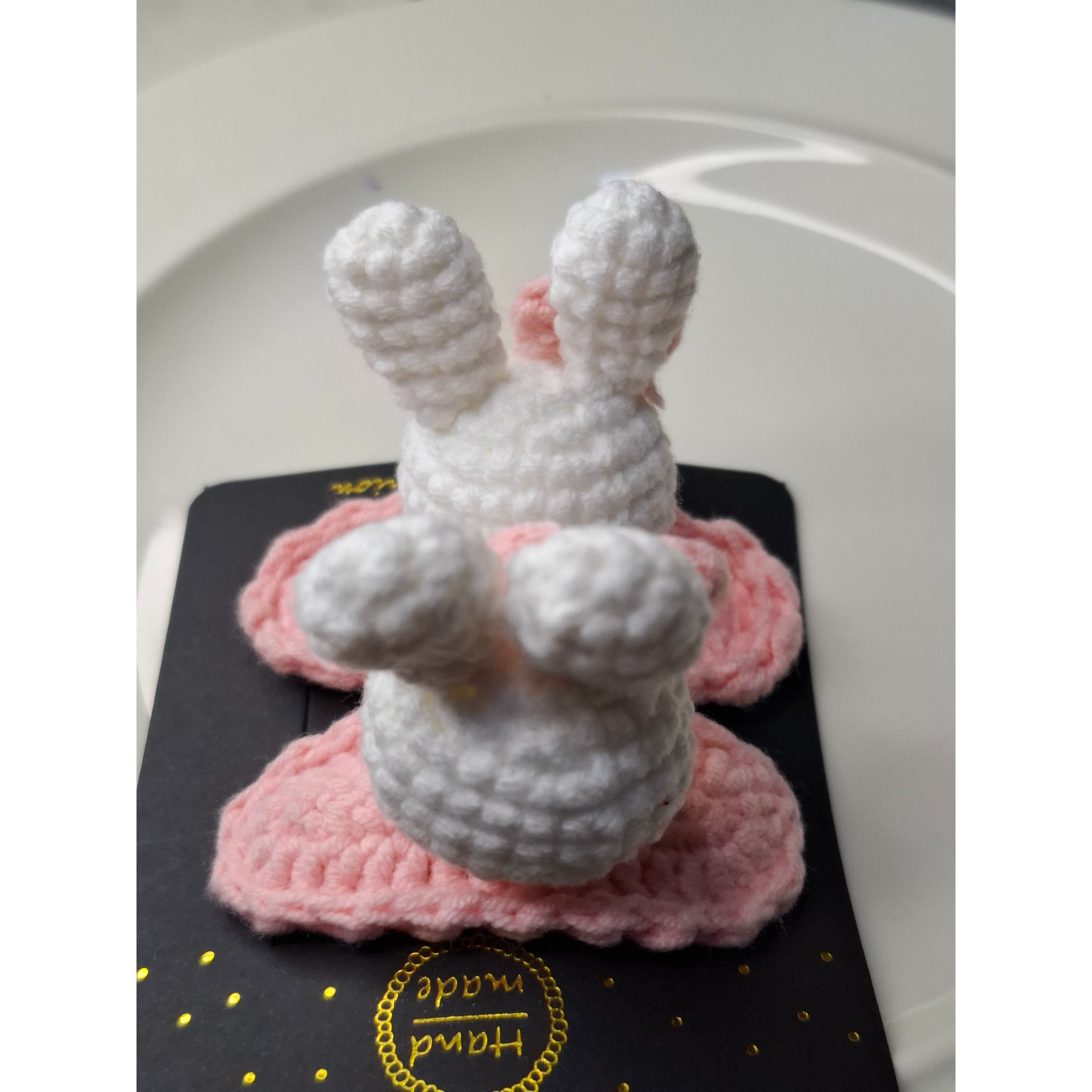 102 韓版 手工兔兔針織夾 髮夾 BB夾 碎髮夾-細節圖3