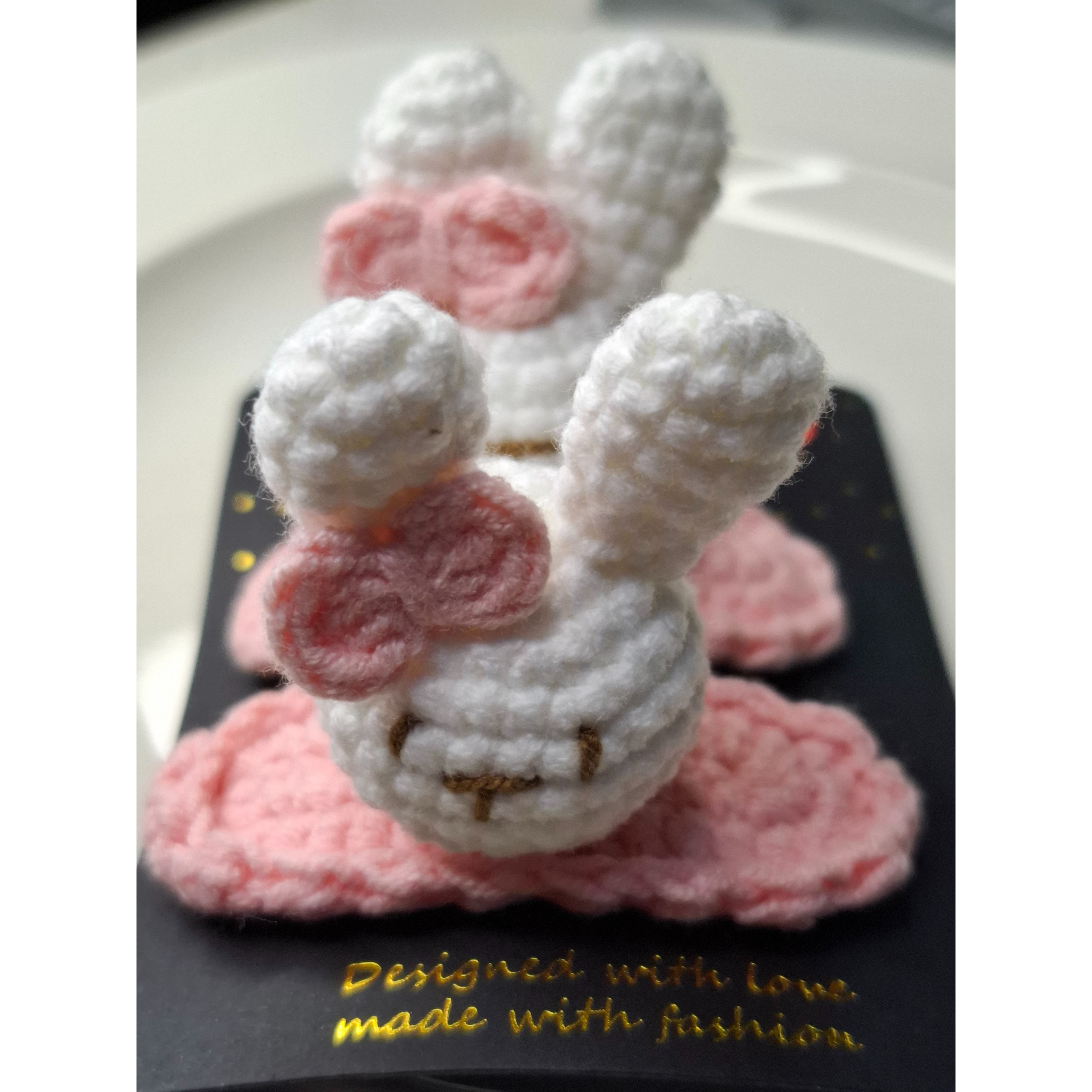 102 韓版 手工兔兔針織夾 髮夾 BB夾 碎髮夾-細節圖4