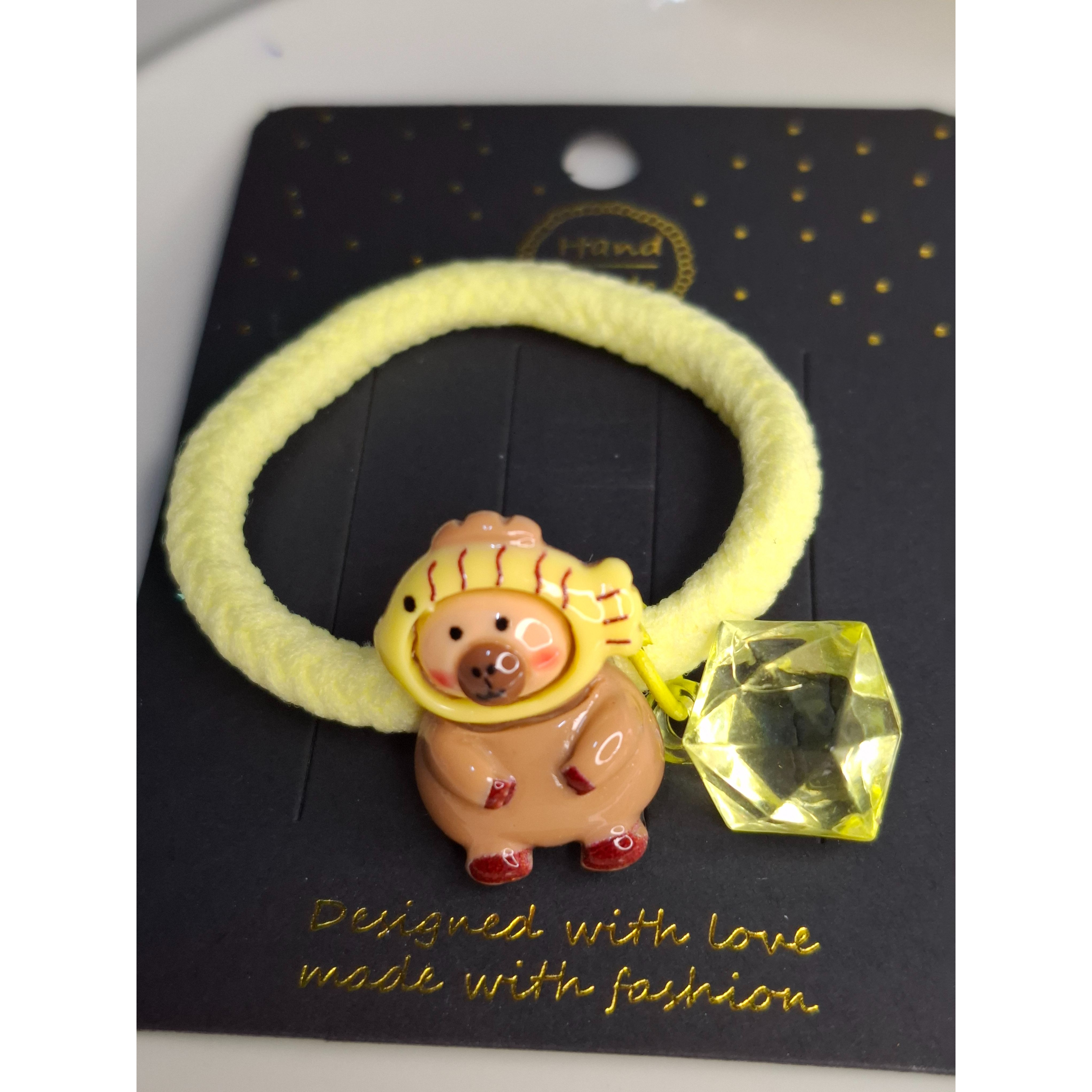 卡皮巴拉 粉彩 高彈力髮圈 果凍珠 水豚君-細節圖3