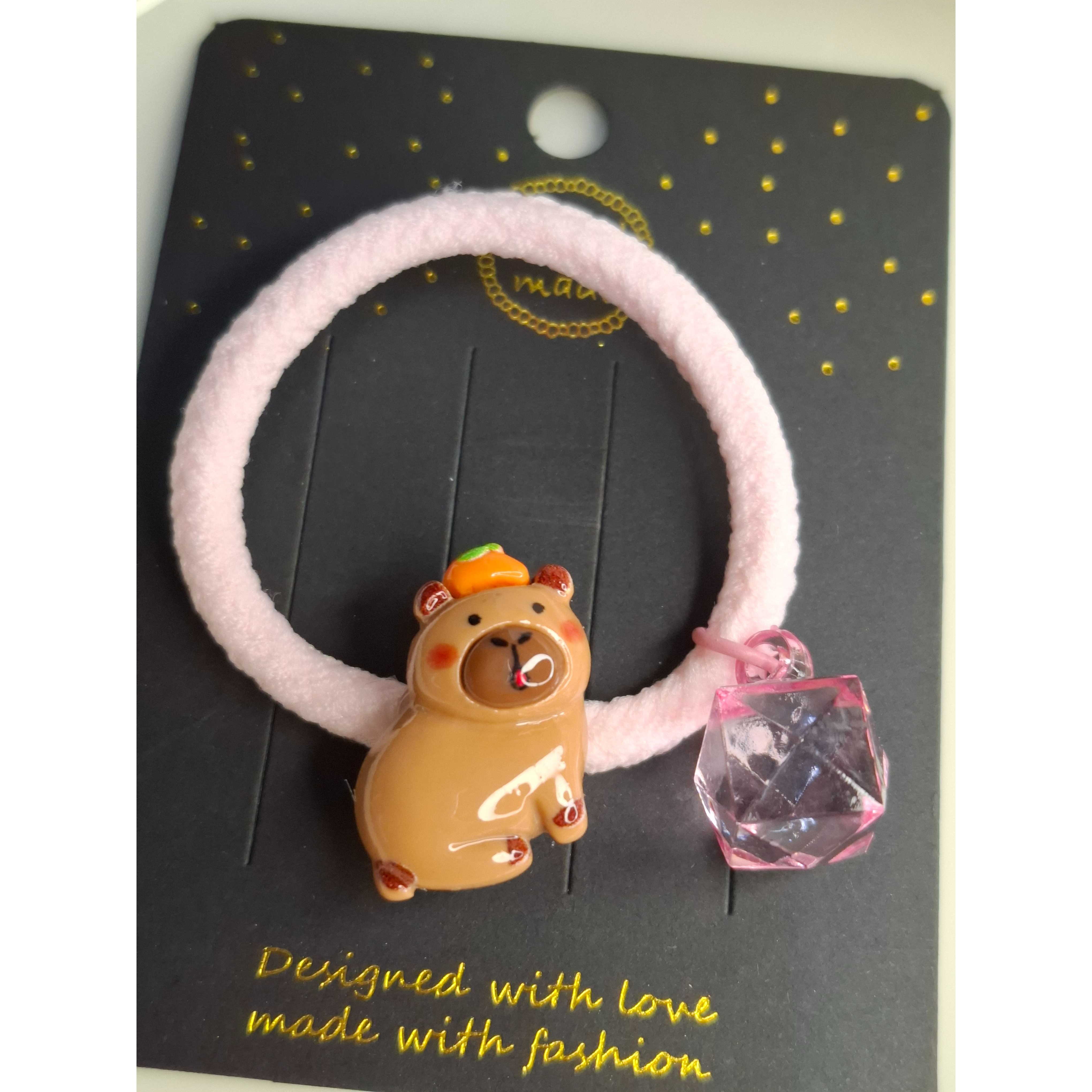 卡皮巴拉 粉彩 高彈力髮圈 果凍珠 水豚君-細節圖6