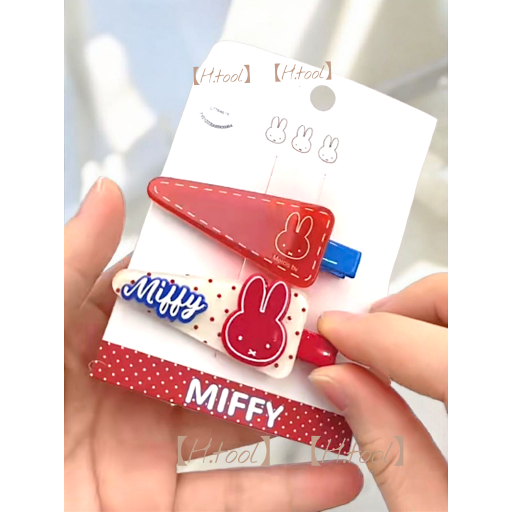 髮夾 Miffy米飛兔/米菲兔 大紅系列 橢圓波點合金夾-規格圖3