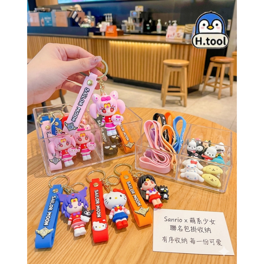 美少女戰士 x 三麗鷗 聯名吊飾 酷洛米 美樂蒂 公仔鑰匙圈 軟膠包包掛飾 聖誕交換禮物 小禮物【A02】-細節圖2
