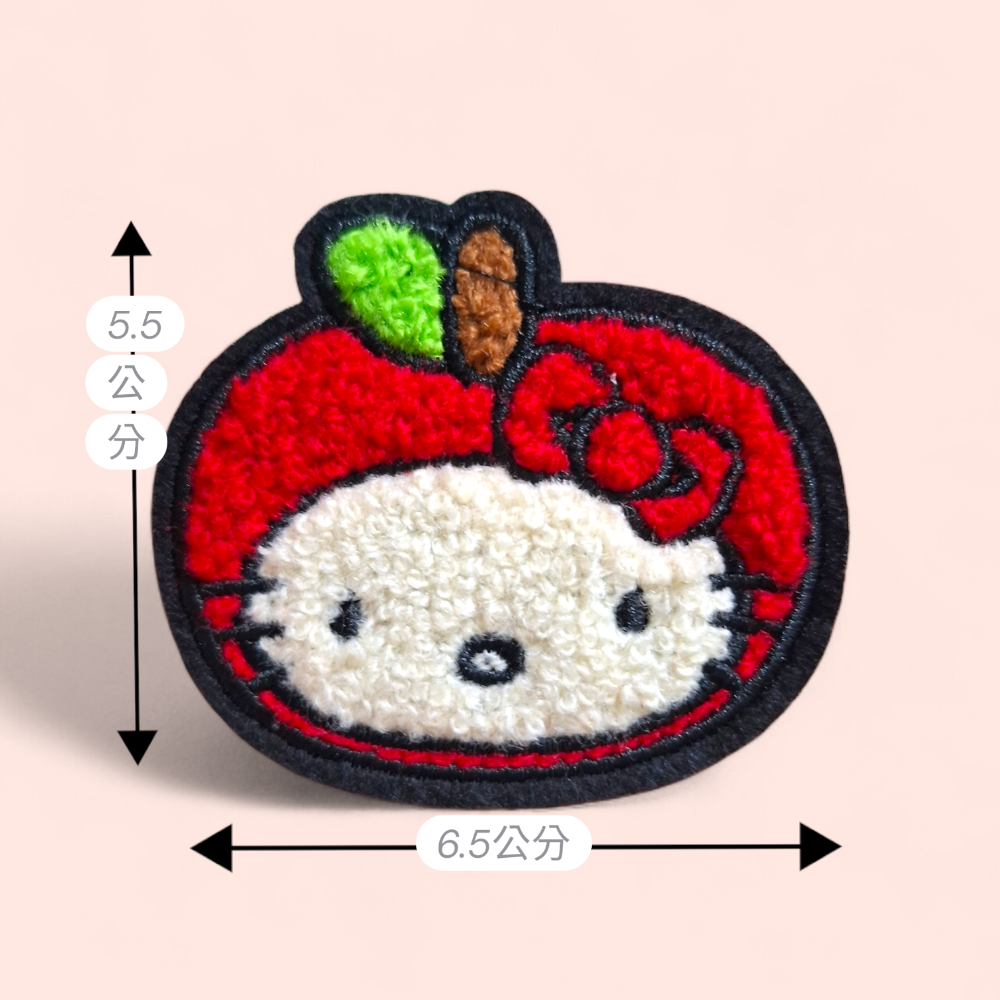 【現貨】Hello Kitty 刺繡布貼 蘋果凱蒂系列 自黏/熨燙兩用 免縫補丁 毛巾繡立體電繡貼 【A17】-細節圖4