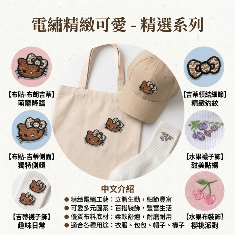 刺繡布貼​【Hello Kitty】 豹紋凱蒂貓 燙布貼 電繡補丁 衣服裝飾 帆布包改造 手作配件 補丁貼【A20-細節圖3