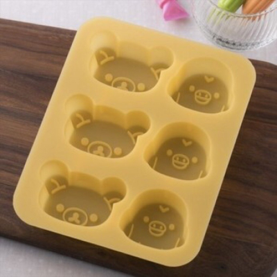 日本KAI貝印懶熊拉拉熊大臉小雞造型六格烘培耐熱矽膠蛋糕模具