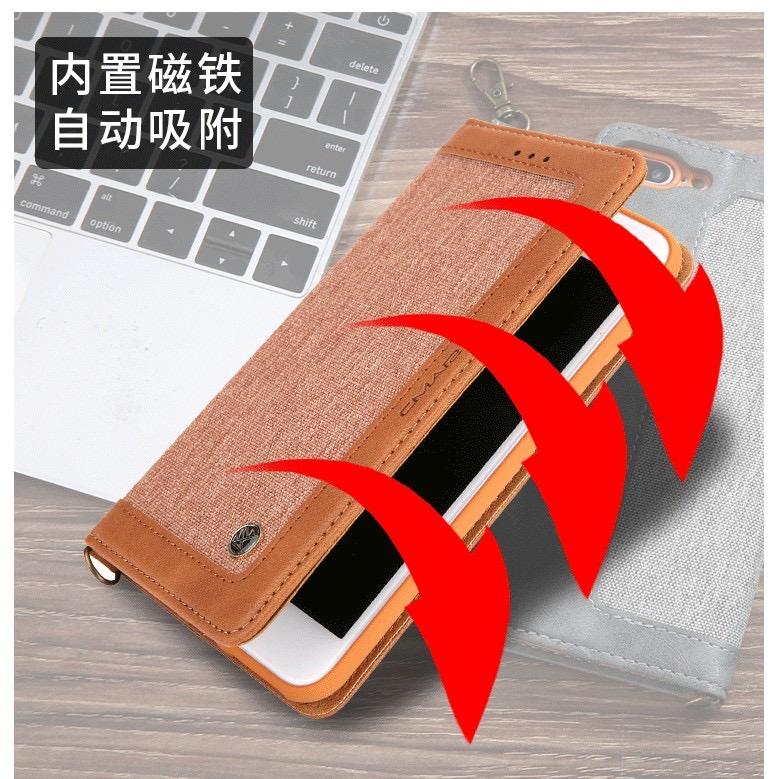 iPhone皮邊牛仔紋 iPhone8 Plus 插卡支架掛繩手機殼 iPhone8 Plus  側翻皮套 手機皮套-細節圖4