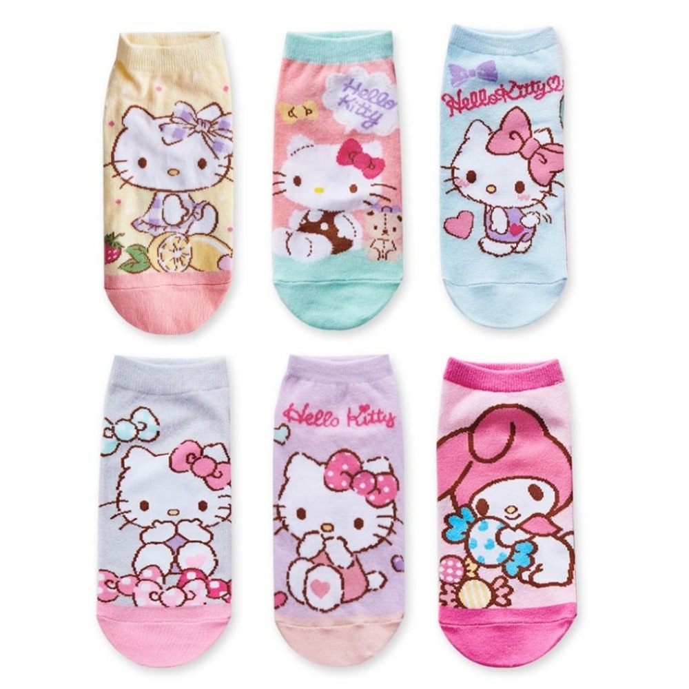 Sanrio 三麗鷗 KITTY 美樂蒂直版襪 兒童短襪 台灣製童襪 MM-A538 KT-A647 【旺達棉品】-細節圖2