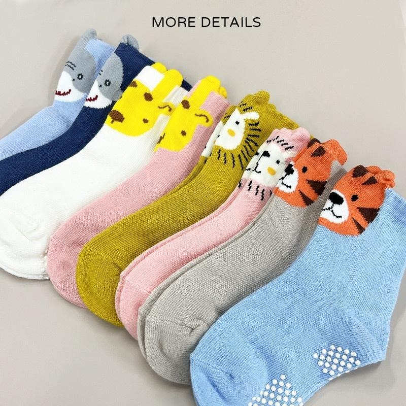 兒童造型短襪 動物止滑短襪 鯊魚止滑童襪 獅子柔棉童襪 台灣製童襪 OD-D201~204【旺達棉品】-細節圖3