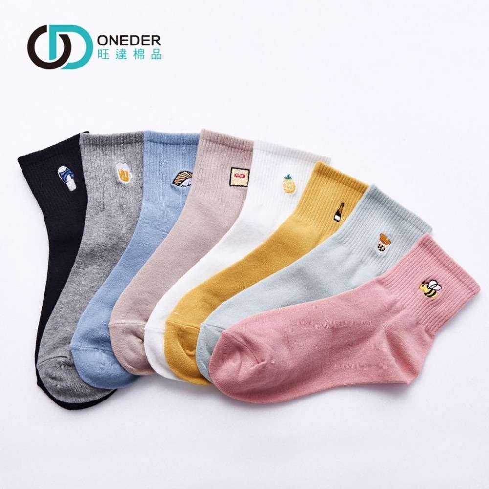 台灣製刺繡中統襪 藍白拖 餅乾 啤酒 電繡長襪 GK-A401~GK-A408【旺達棉品】-細節圖3