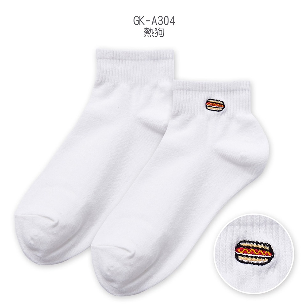 刺繡短襪 船襪 踝襪 台灣製 藍白拖 餅乾 棒棒糖 電繡船襪 GK-A301~GK-A308【旺達棉品】-規格圖7