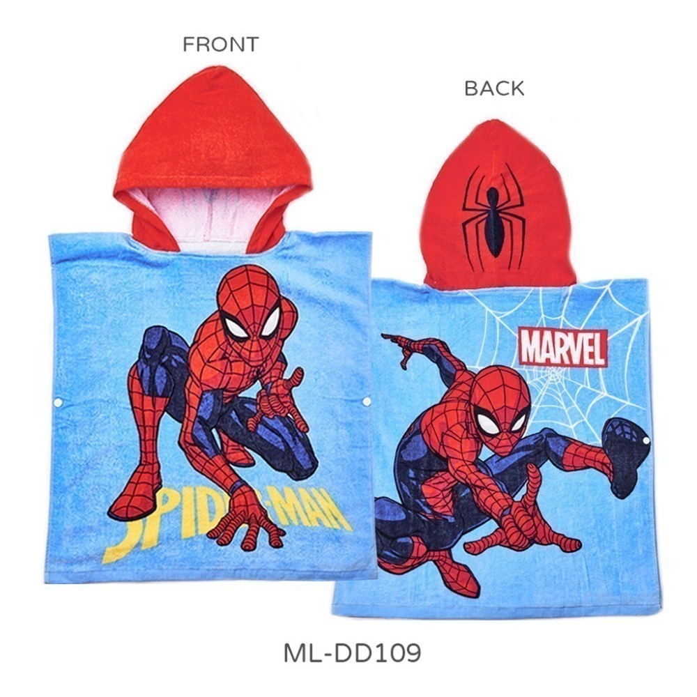 漫威蜘蛛人純棉連帽浴巾 冰雪奇緣 迪士尼公主 寶可夢皮卡丘 斗篷浴巾-規格圖5